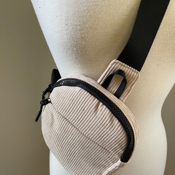Mini Corduroy Sling Crossbody  Multifunctional Small Chest Corduroy Tan/Black - Picture 2 of 5